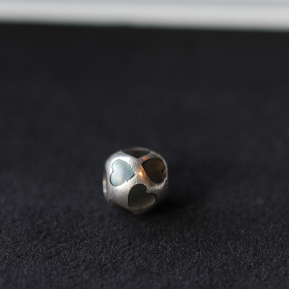 Pandora Love Me Mother of Pearl hearts charm